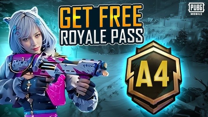 this image has a text says how to get free royal pass in PUBG