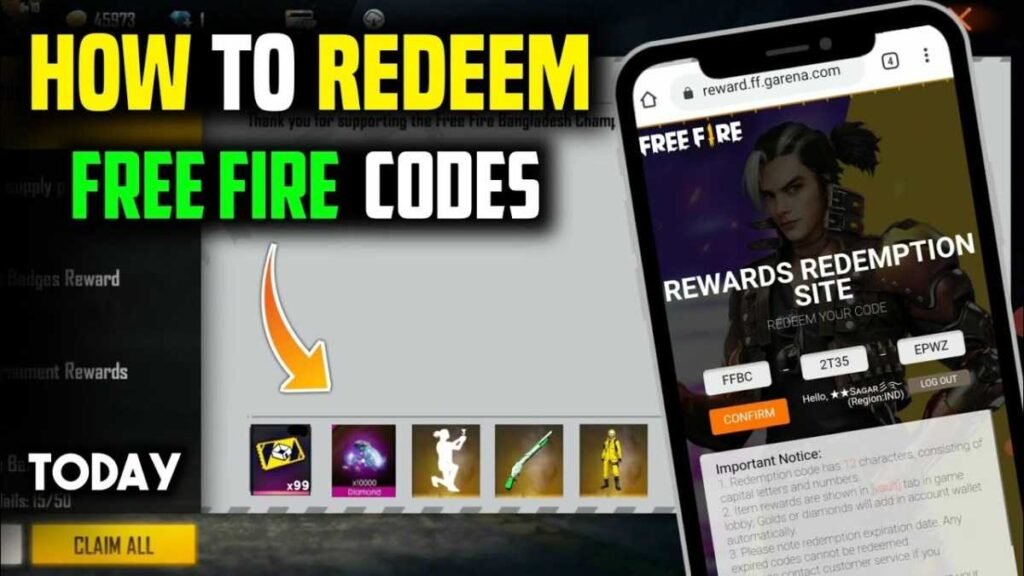 redeem free fire codes