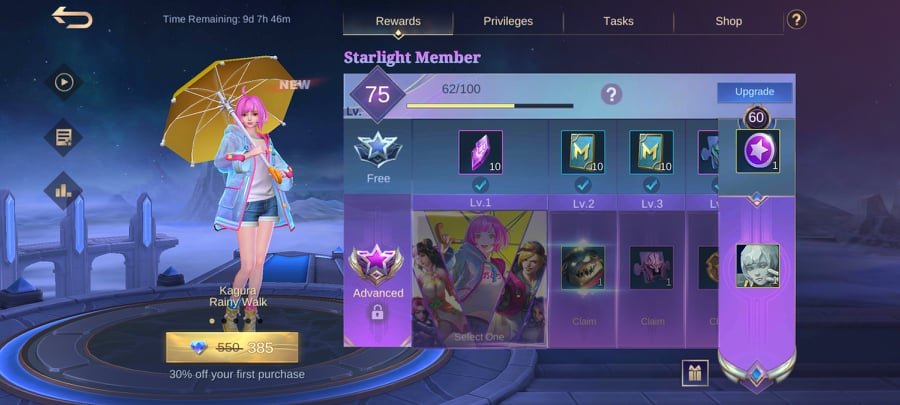 Starlight Membership: battle points mobile legends