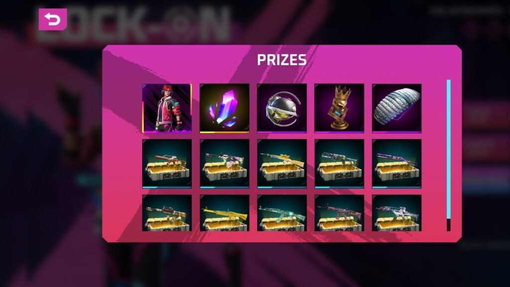 Prizes in the Lock On Event Free Fire Max